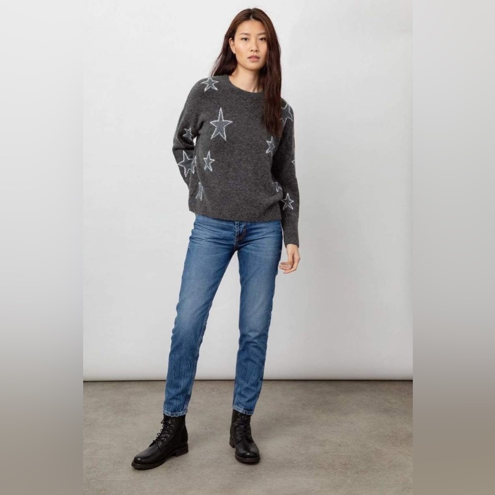 Rails Virgo Pullover in Charcoal White Stars Gray Crewneck Wool Sweater Revolve - Picture 2 of 16